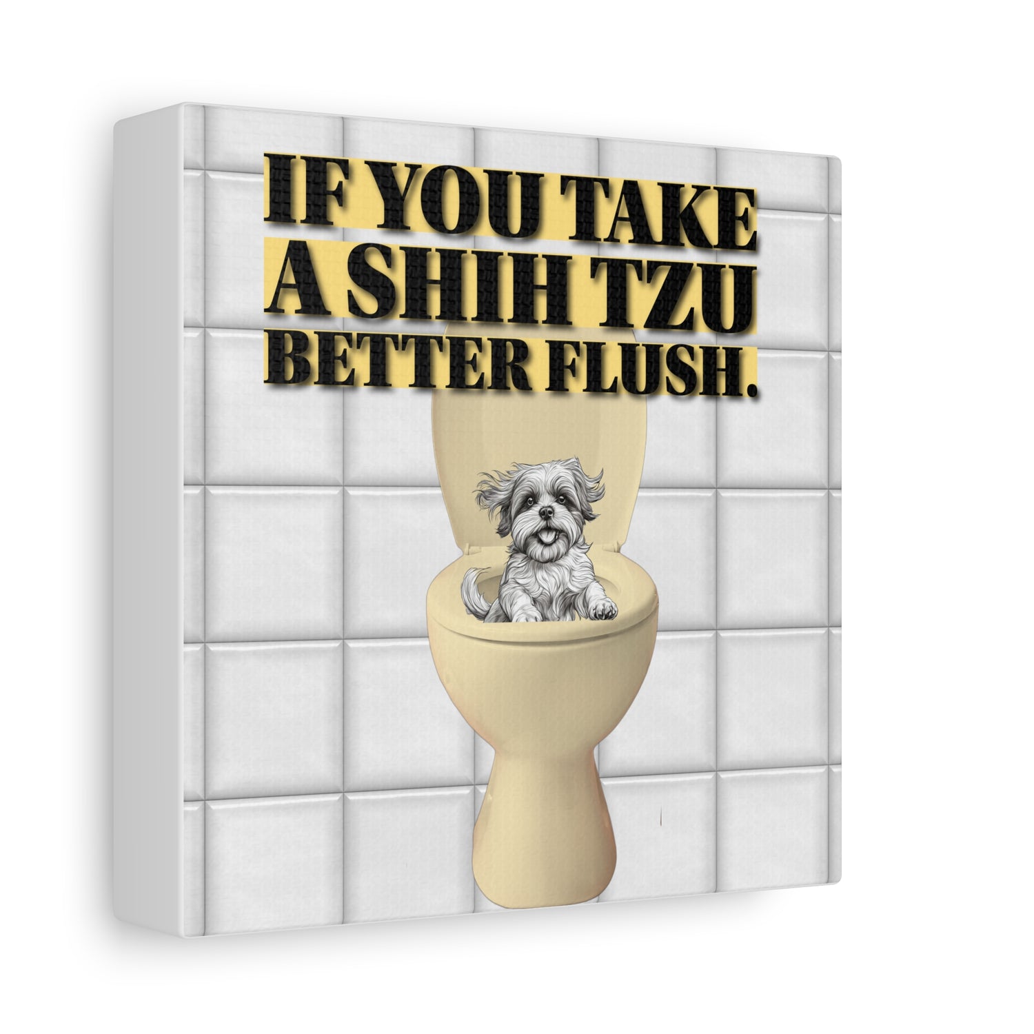 Funny Shih Tzu Bathroom Wall Art Canvas