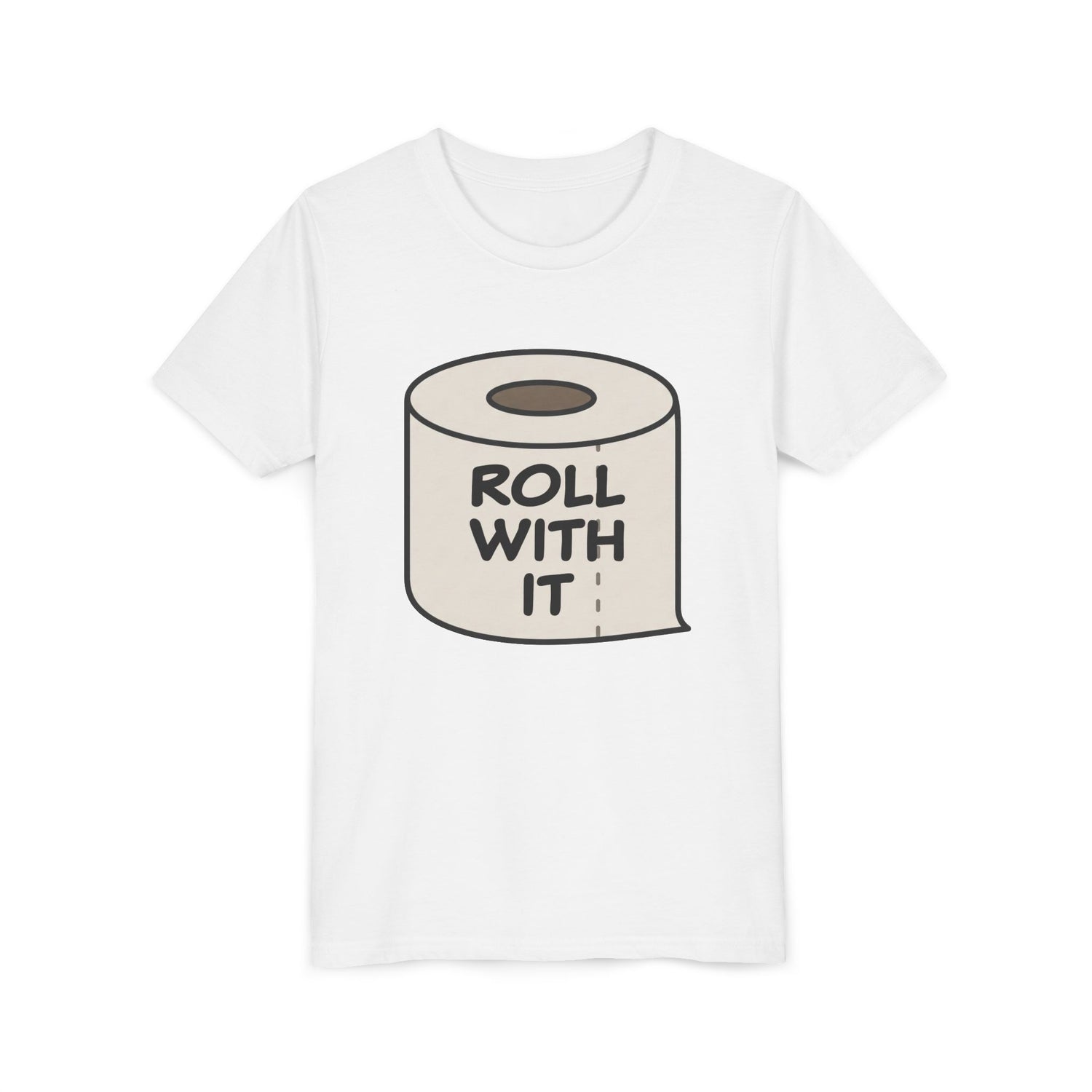 Youth Tee - "Roll With It" Graphic Tee - Funny Toilet Paper Roll - Kneeslappery.com