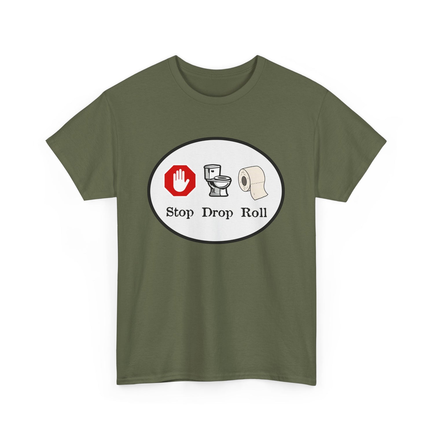 Funny Bathroom Shirt – Stop Drop & Roll Toilet Humor Graphic Tee – Gildan 5000 Unisex T-Shirt
