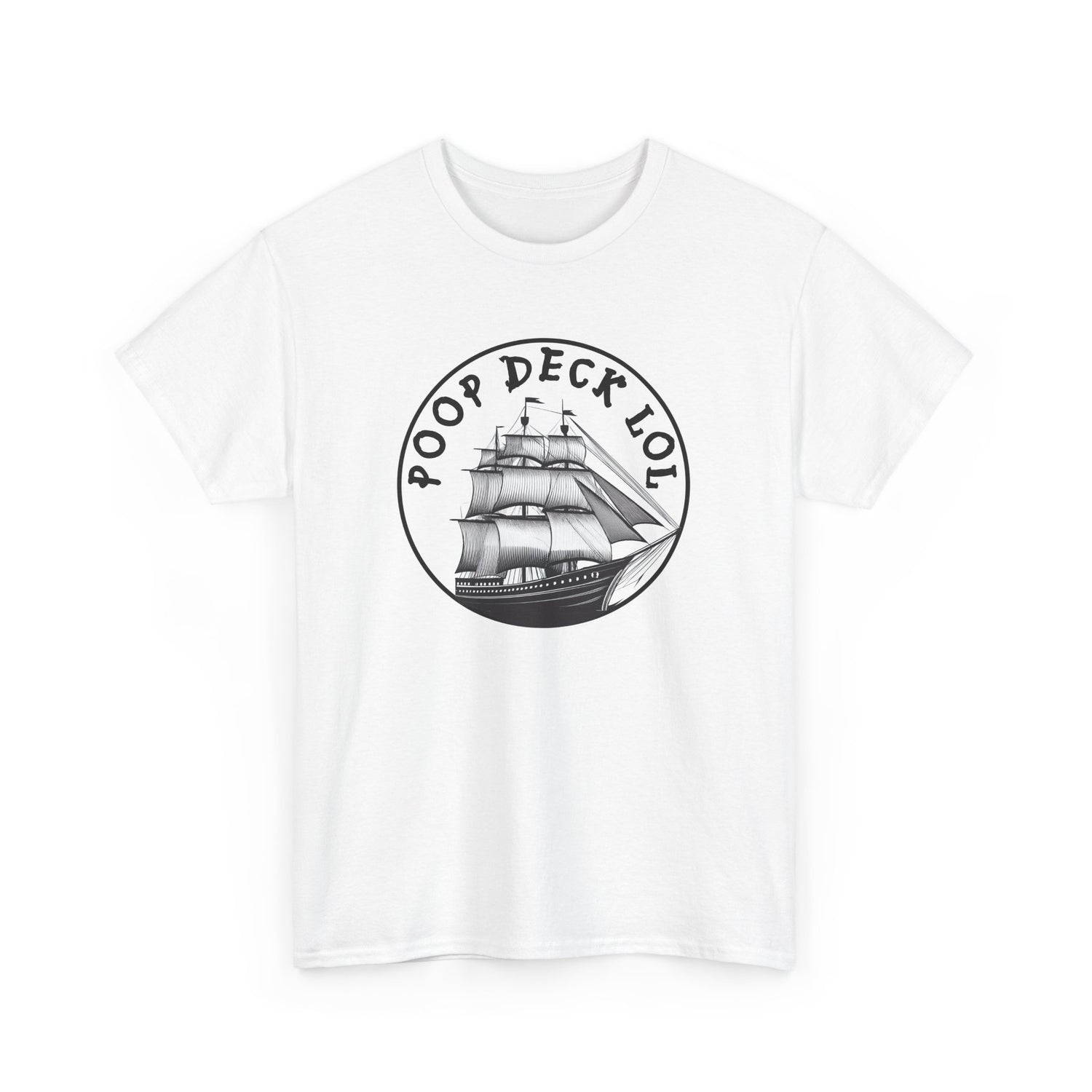 Poop Deck LOL Funny Pirate Ship T-Shirt | Nautical Bathroom Humor Tee