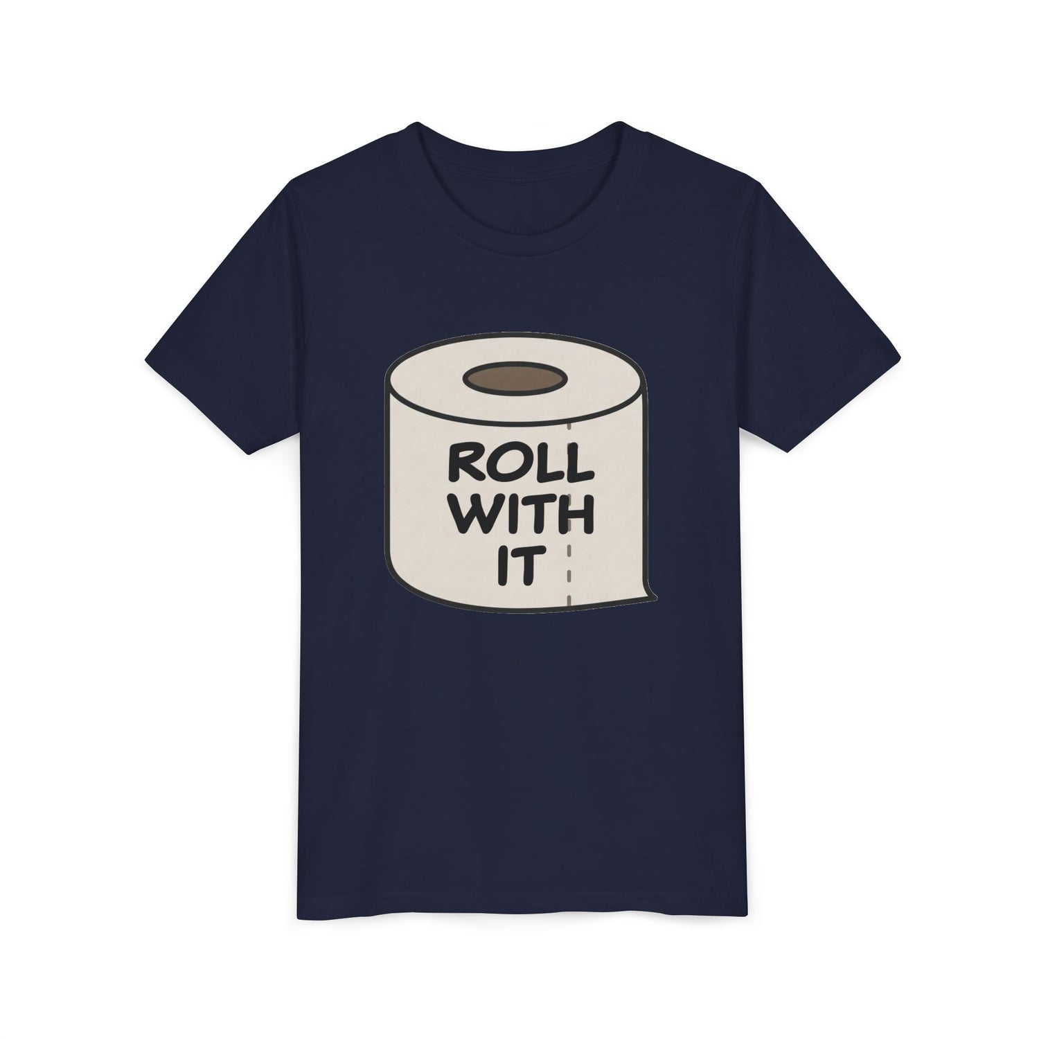 Youth Tee - "Roll With It" Graphic Tee - Funny Toilet Paper Roll - Kneeslappery.com