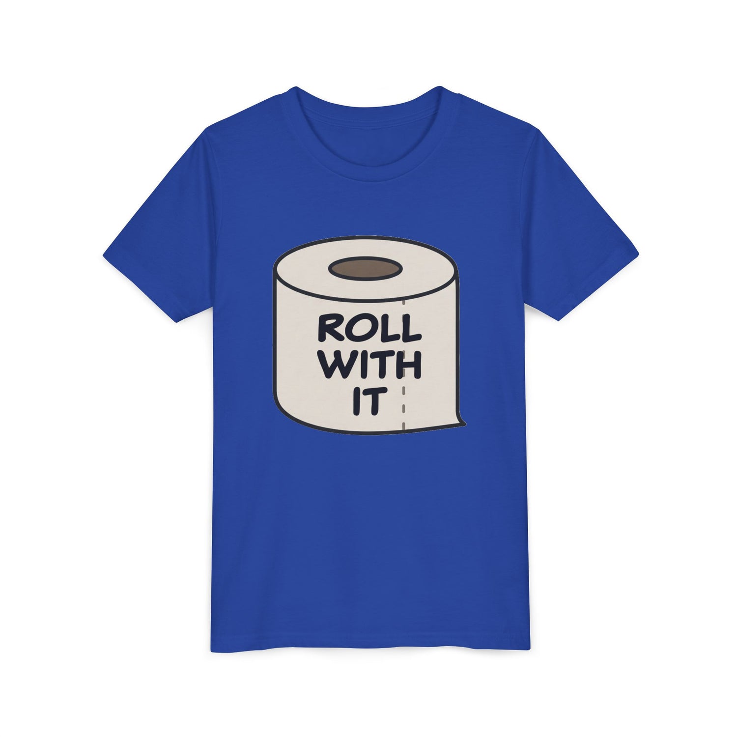 Youth Tee - "Roll With It" Graphic Tee - Funny Toilet Paper Roll - Kneeslappery.com