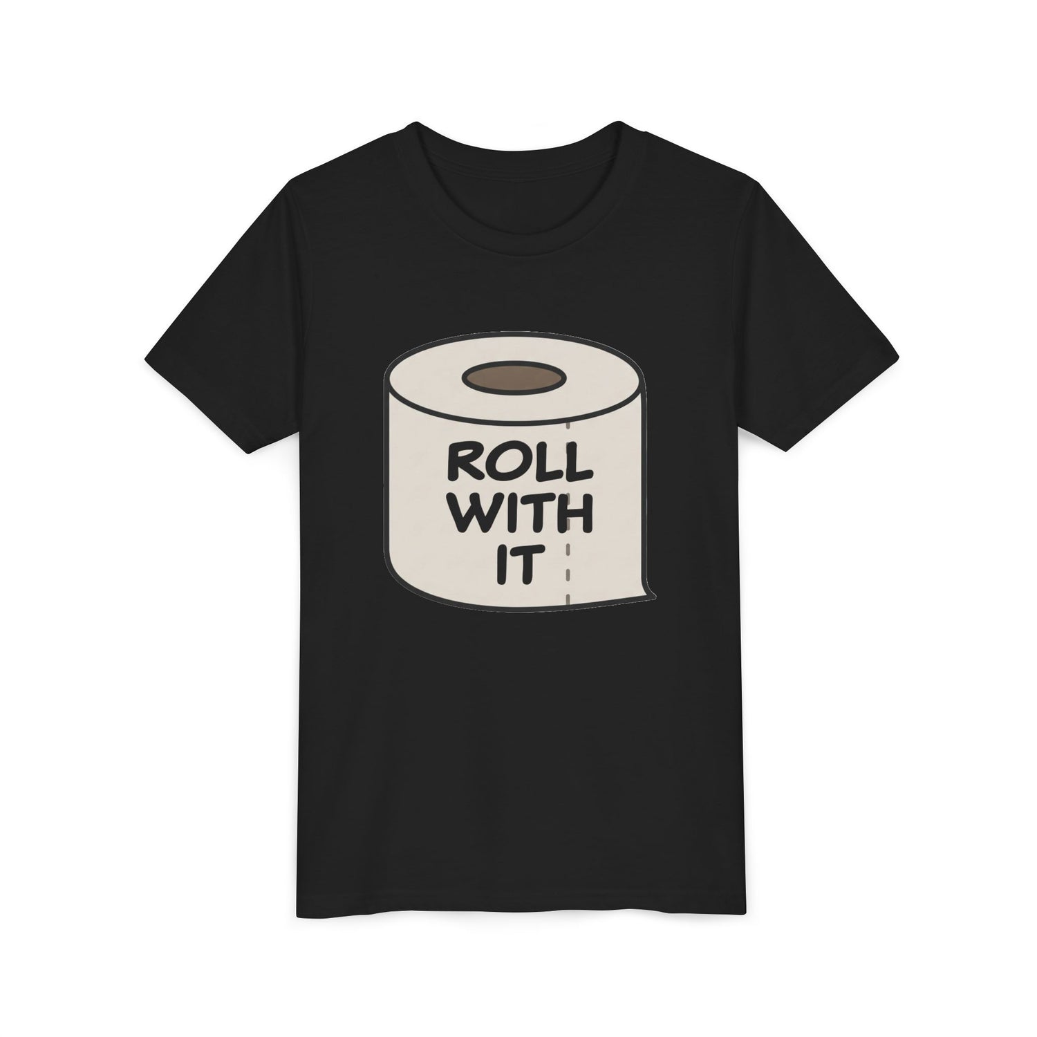 Youth Tee - "Roll With It" Graphic Tee - Funny Toilet Paper Roll - Kneeslappery.com