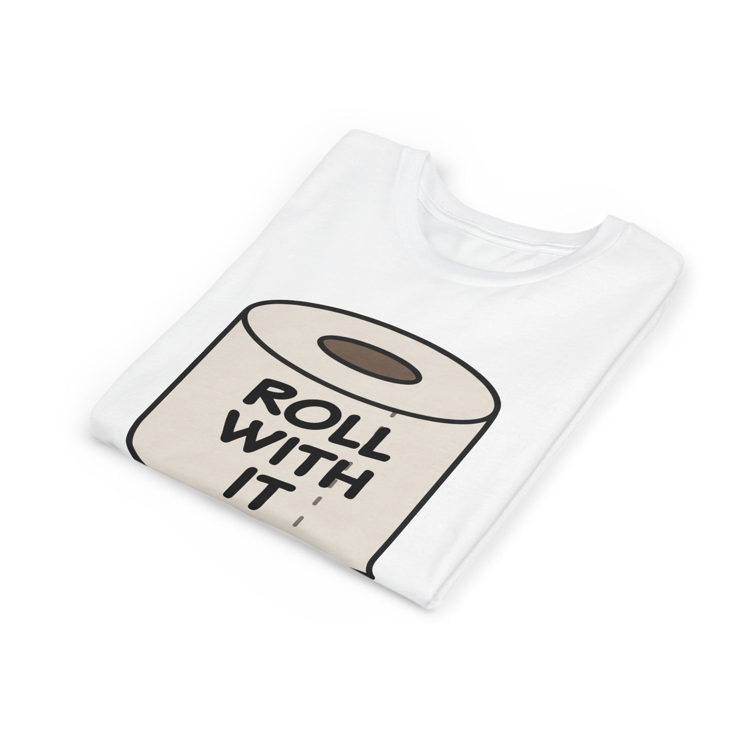 Youth Tee - "Roll With It" Graphic Tee - Funny Toilet Paper Roll - Kneeslappery.com
