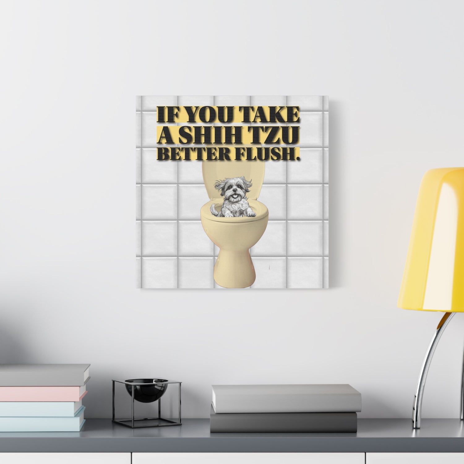 Funny Shih Tzu Bathroom Wall Art Canvas