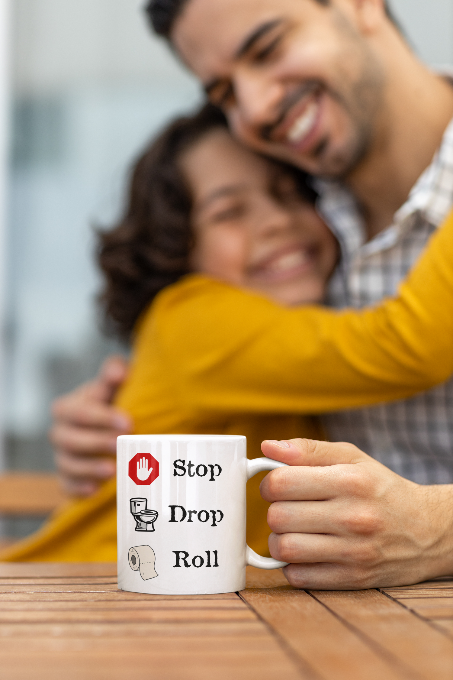 Stop Drop Roll Mug, Funny Ceramic Coffee Mug, 11oz and 15oz, Toilet Humor Gift Idea for Men or Women